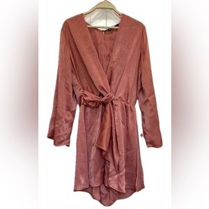 Zara Satin Short Jumpsuit Romper V Neck Front Knot